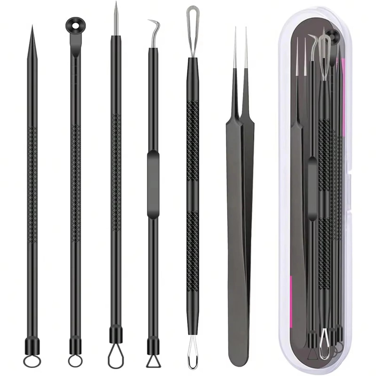 6Pcs Pimple Popper Tool Kit, Blackhead Remover Acne Needle Tools Set Removing Care Comedone Whitehead Popping Zit