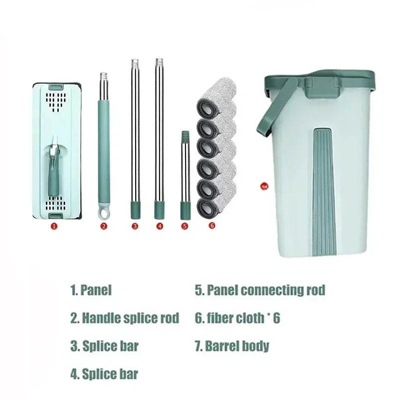 Flat Squeeze Mop with Bucket,All-Purpose Floor Cleaning, Microfiber Pads, Wet or Dry,For Hardwood & Laminate Floors