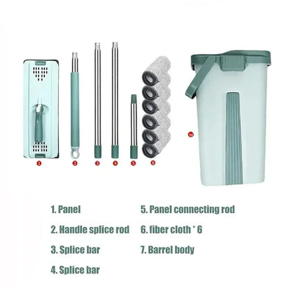 Flat Squeeze Mop with Bucket,All-Purpose Floor Cleaning, Microfiber Pads, Wet or Dry,For Hardwood & Laminate Floors