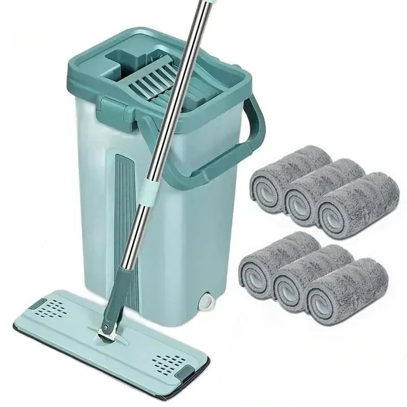 Flat Squeeze Mop with Bucket,All-Purpose Floor Cleaning, Microfiber Pads, Wet or Dry,For Hardwood & Laminate Floors