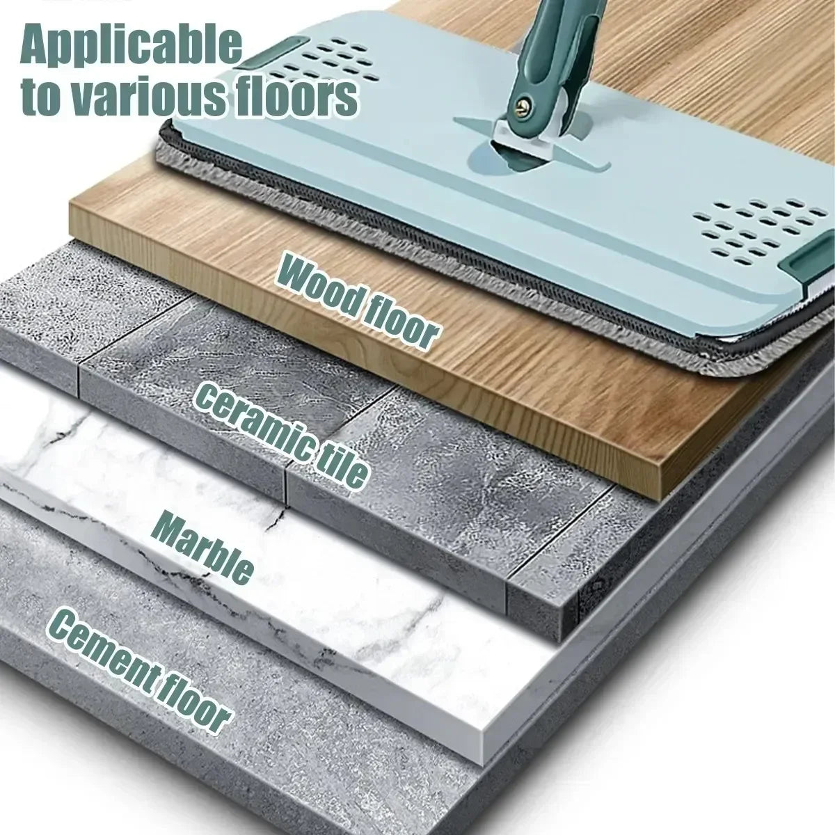 Flat Squeeze Mop with Bucket,All-Purpose Floor Cleaning, Microfiber Pads, Wet or Dry,For Hardwood & Laminate Floors