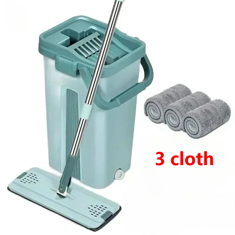 Flat Squeeze Mop with Bucket,All-Purpose Floor Cleaning, Microfiber Pads, Wet or Dry,For Hardwood & Laminate Floors