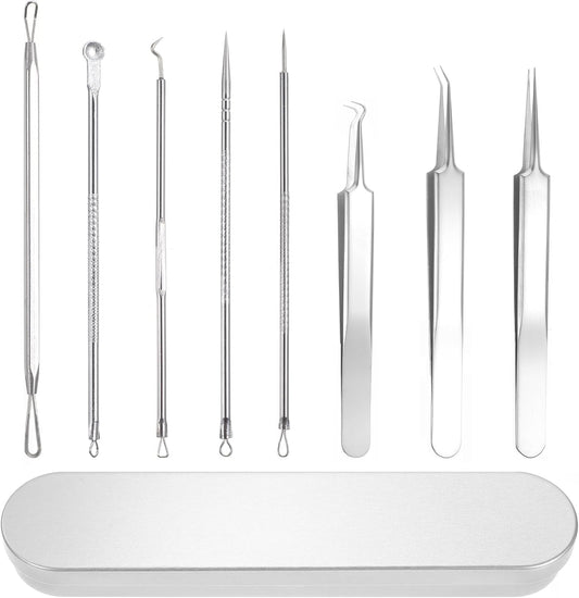 Blackhead Extractor Tool, Pimple Extractor, Professional Stainless Steel Black Head Remover, Effective Pimple and Acne Extractor Kit for All Skin Types